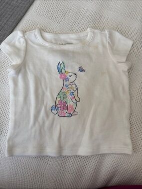 White Bunny Floral Tee for Kids